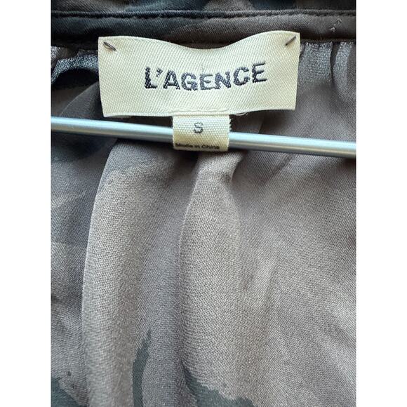L'AGENCE Silk Camo Ruffle Neck Blouse Tank Size Small - Picture 9 of 9